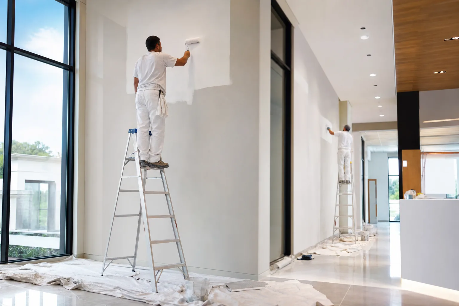 Commercial office interior with fresh professional paint finish