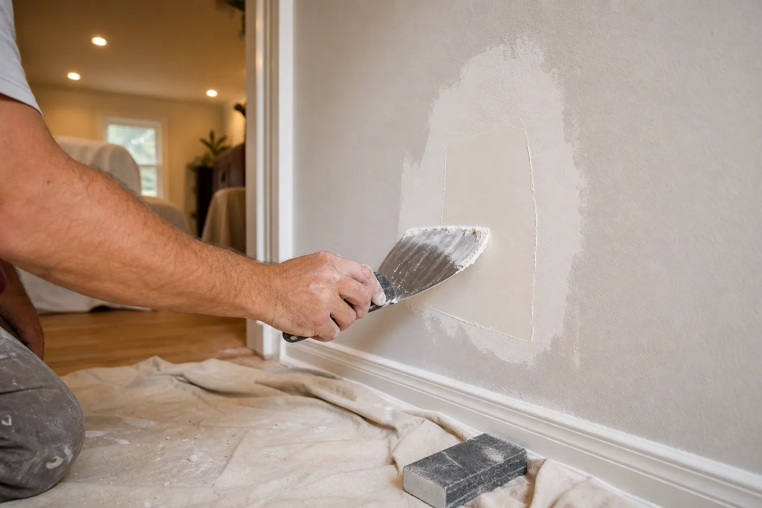 Drywall patch and surface repair before painting